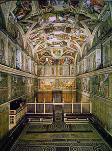 View of the interior of the Sistine Chapel.